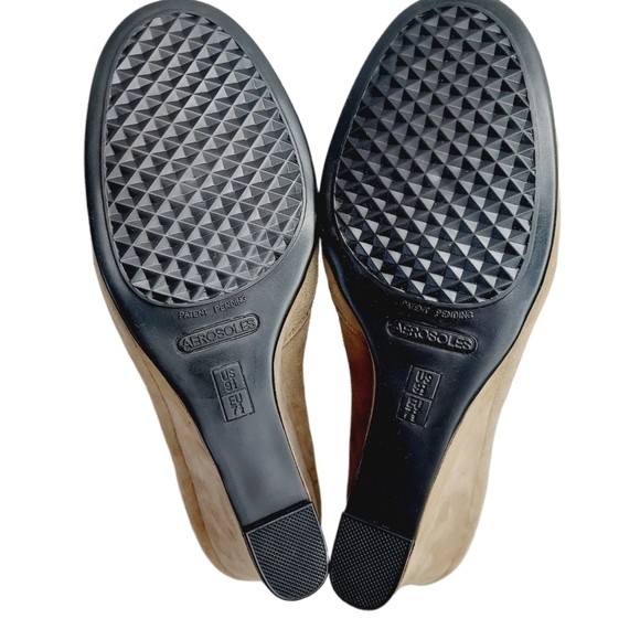 Aerosoles Heelrest Plum Pie Beige Suede Ankle Boot Wedge Heel Zip Women’s 9.5 M - Picture 9 of 12